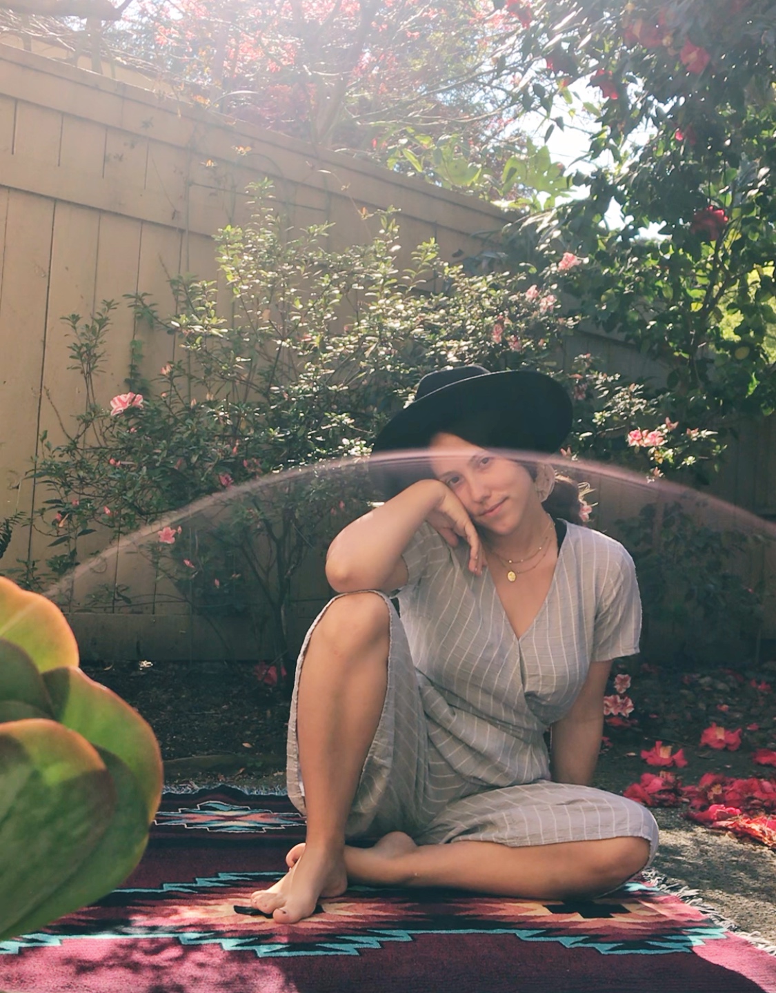Thrifted outfit in my garden